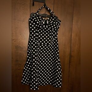 Pin up girl polka dot halter dress.